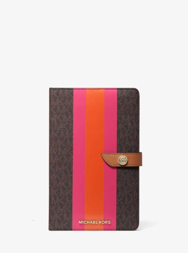Damske Zápisník Michael Kors Logo Stripe Ruzove - Doplnky Michael Kors Slevy | EATSI-1304